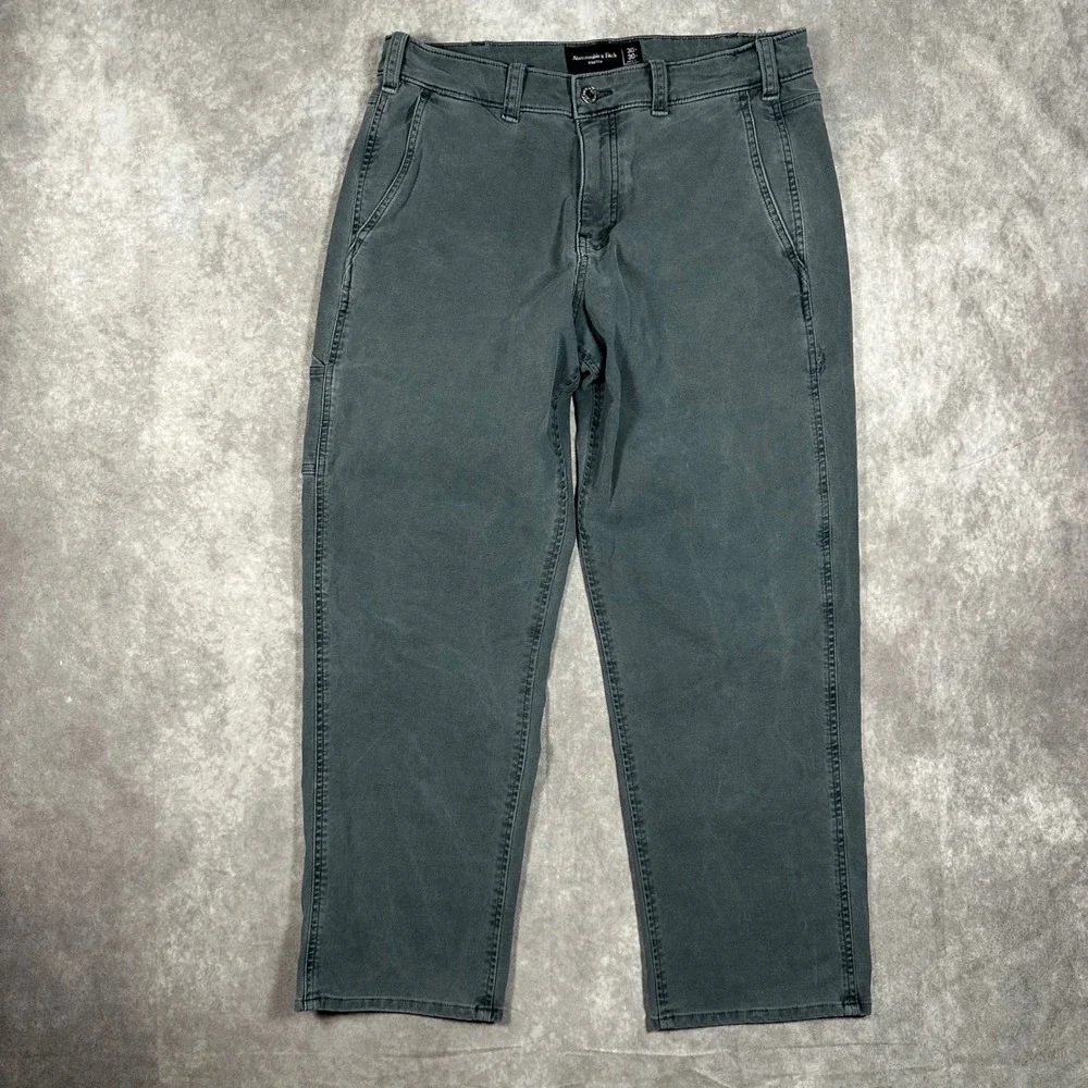 Abercrombie & Fitch Mens 30x30 Stretch Carpenter Canvas Pants Gray Straight Leg